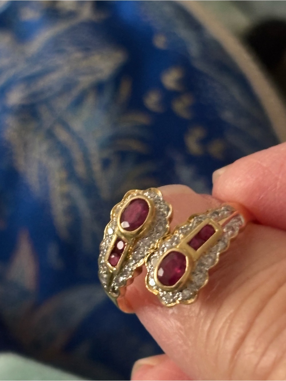 18K Gorgeous Ruby Ring With Diamonds Accents Vintage Ring 6.5 - Picture 6 of 7